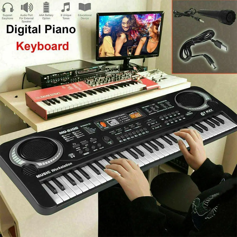 

61 Keys Electronic Organ USB Digital Keyboard Piano Musical Instrument Kids Toy Electric Piano With Microphone For Children Q3F0