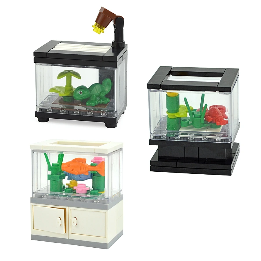 

Building Block Fish Tropical Animals Tank Small Particle Compatible DIY House Scenes Accessories City Friend MOC Model Kid Toys
