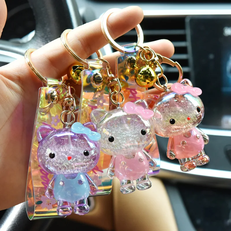 

Kawaii Sanrioed Anime series HelloKitty cute Fashion acrylic doll shape keychain Backpack decorate pendant Toy small gift