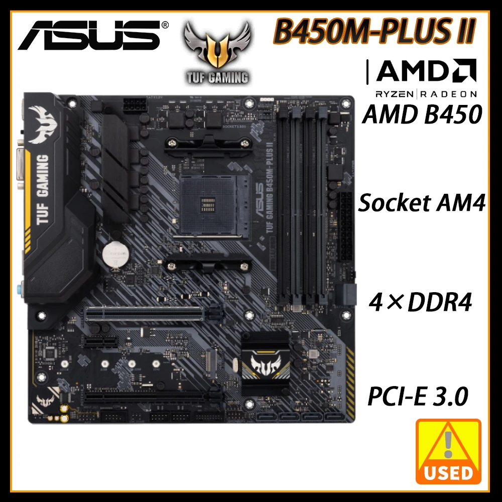 

ASUS TUF GAMING B450M-PLUS II AMD B450 материнская плата с разъемом AM4 DDR4 128 ГБ M.2 USB3.1 Gen2 HDMI Поддержка Ryzen 7 5800x Micro ATX