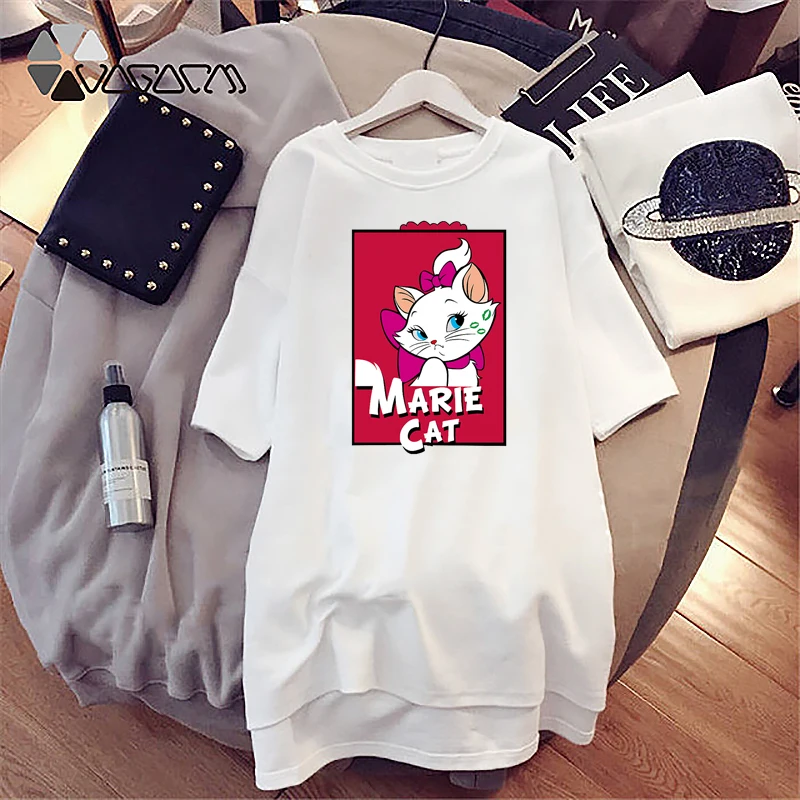 

2022 Casual Loose Short Sleeves Faddish Cartoon Print Summer Dresses Elegant Vintage Women Dress O Neck Pullover Dress Women