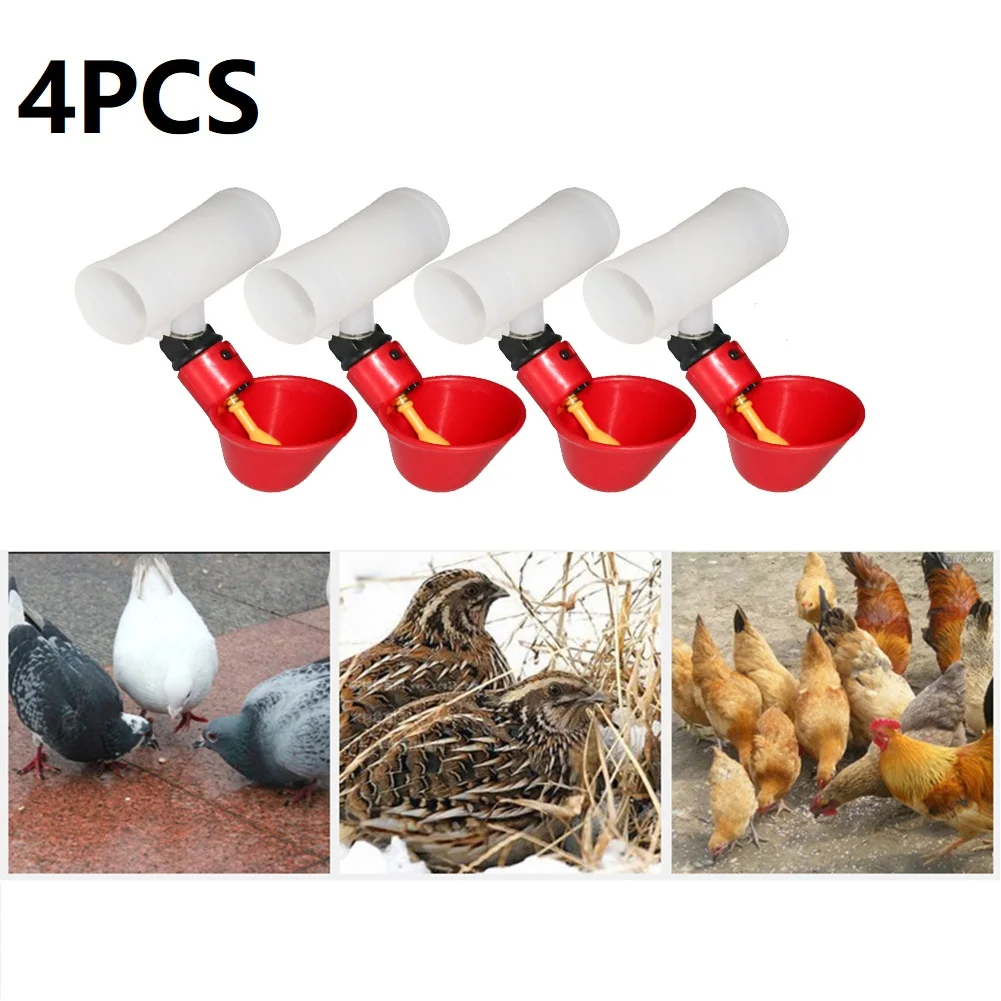 

4pcs Automatic Chicken Water Cup Waterer Bowl Kit Drinker Farm Coop Poultry Waterer Drinking Feeder For Chicks Duck Goose Turkey