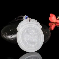 white jade kirin pendant necklace hand carved fashion jewelry chinese natural jadeite charm amulet accessories gifts men women