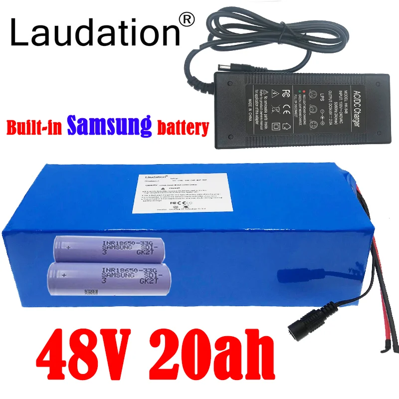 

Laudation 48V Battery 20ah 13S6P 18650 Lithium Ion Battery Pack Electric Bike Battery For 48V 500W 750W 1000W Motor With Charger