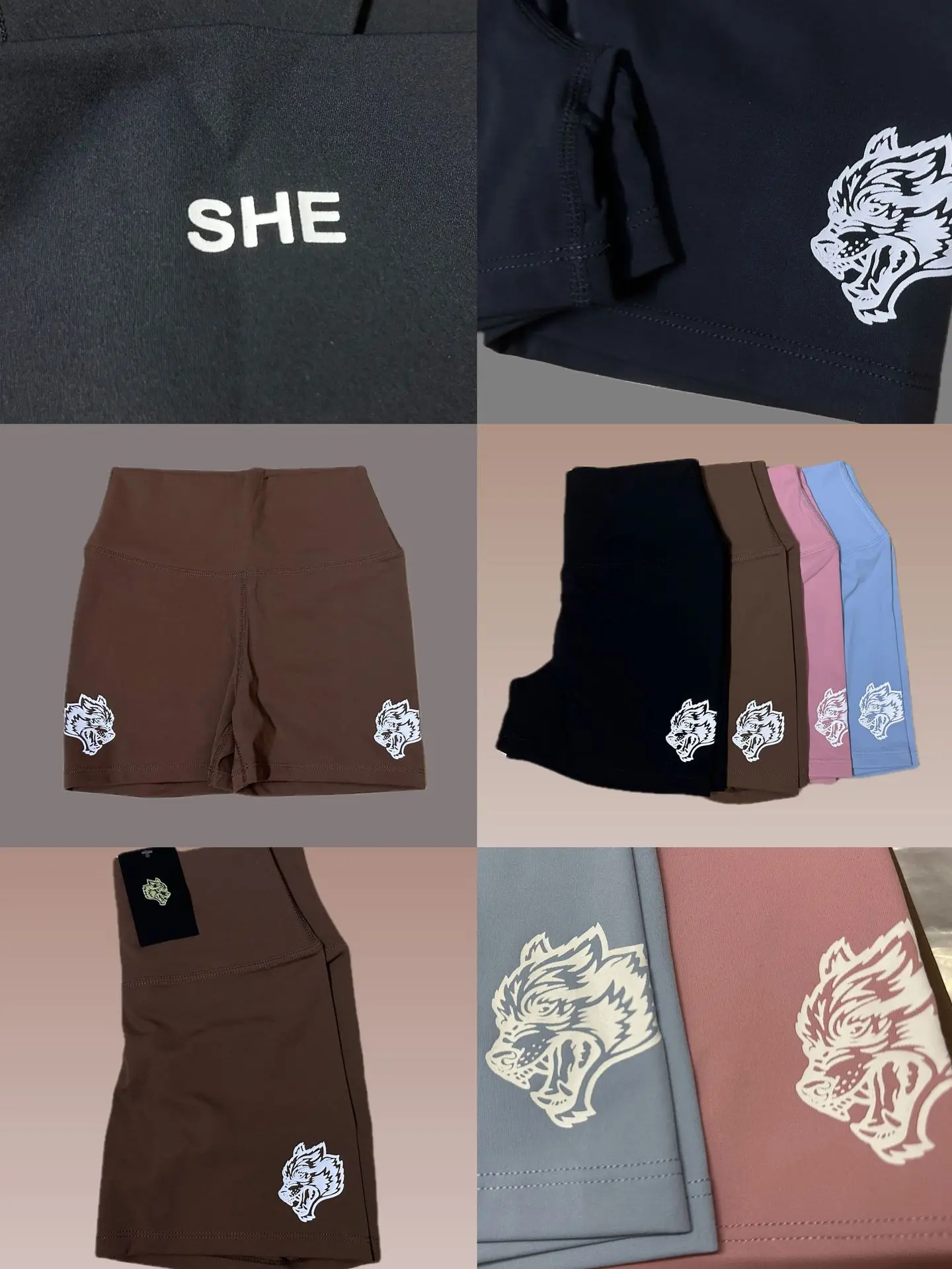 Darc She Sport Shorts Women Oversized Wolf Head Printed Elastic Quick Drying Bottom Gym Sports Workout Push Up Fitness Short