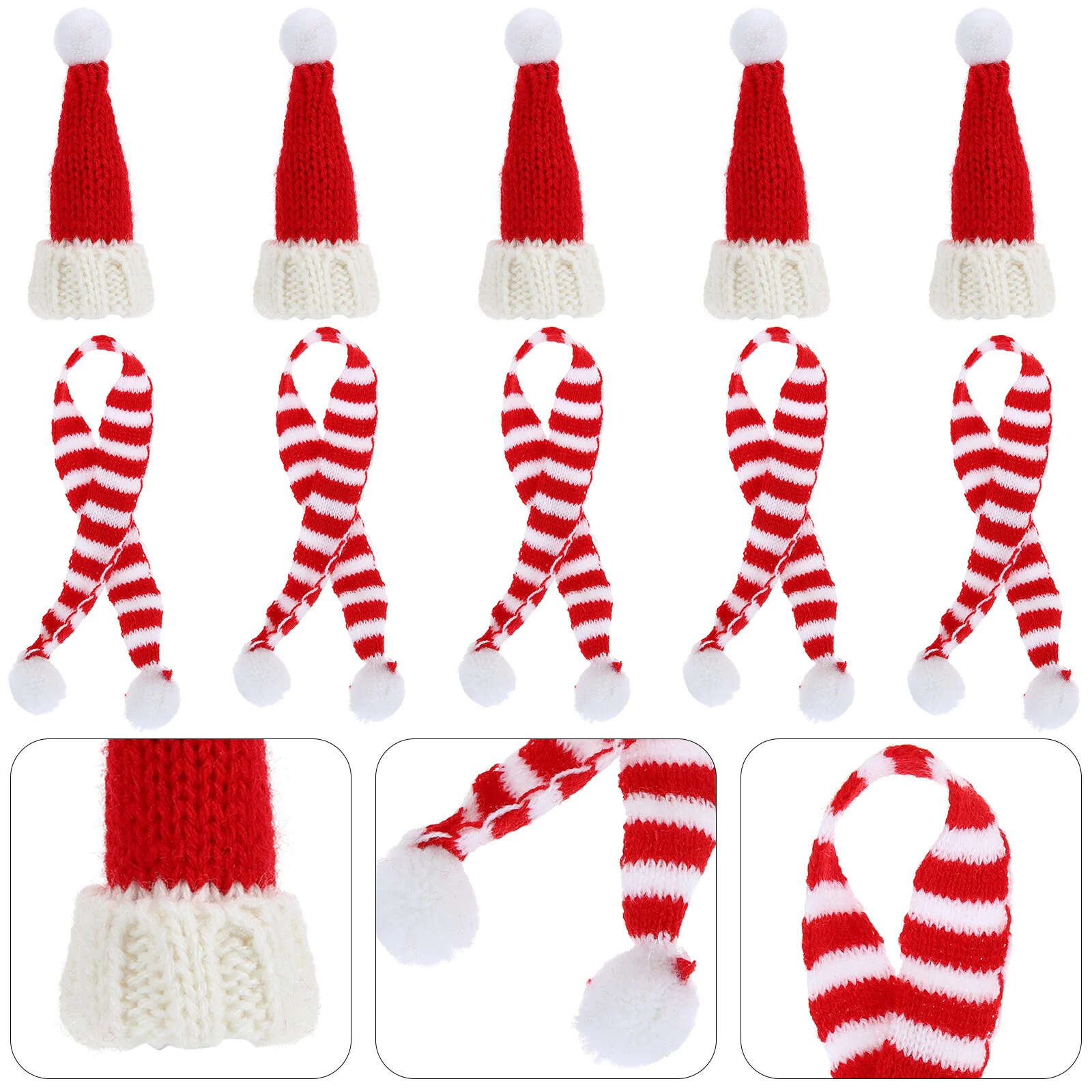 

10 Pcs Party Supplies Mini Christmas Scarf Miniature Xmas Bottle Cover Ornaments Santa Hats Decorations Small Crafts