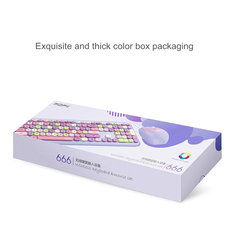2.4G Wireless Full Size Silent Keyboard Mouse Kit Set Female Women Girl 110 Key Cute Pink Purple Black Blue Green For PC Laptop - купить по