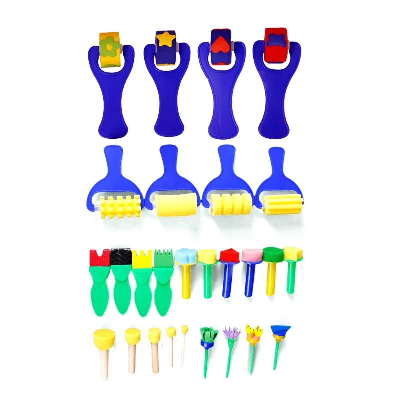 

4/5Pcs Kids Paint Sponges Craft EVA Sponge Stamper,Early Learning Finger Paint Sponge Brushes Foam Art Drawing Tools