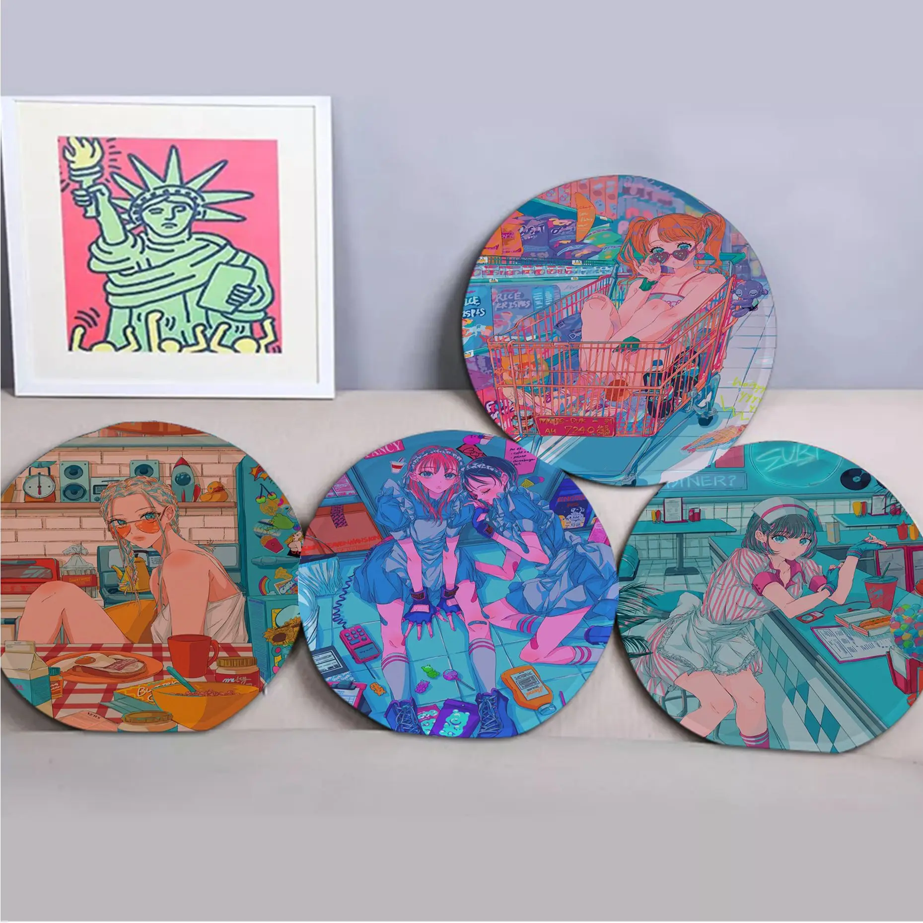 

Kawaii Anime Girl European Dining Chair Cushion Circular Decoration Seat For Office Desk Stool Seat Mat