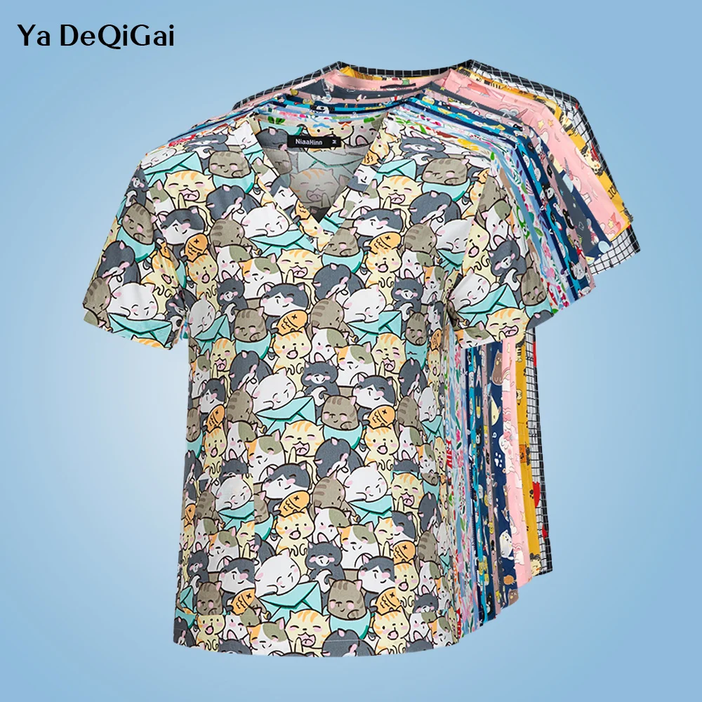 

100% хлопок мультфильм унисекс скрабы Топы Стоматологическая больница дышащая одежда для врачей красота Solon медицинские хирургические топы для ухода за кожей