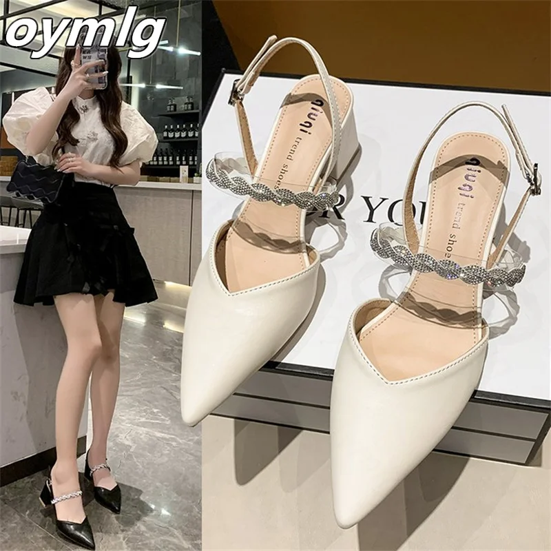 

Сандалии Baotou женские на высоком каблуке, босоножки с острым носком, обувь на толстом каблуке, лето 2022