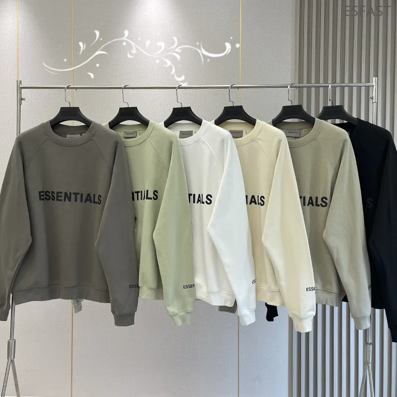 

ESSENTIALS LOGO Rubber Letter Printed Man Sweatshirt Hip Hop Loose Woman Clothes Oversize Designer 100% Cotton Unisex Pullovers