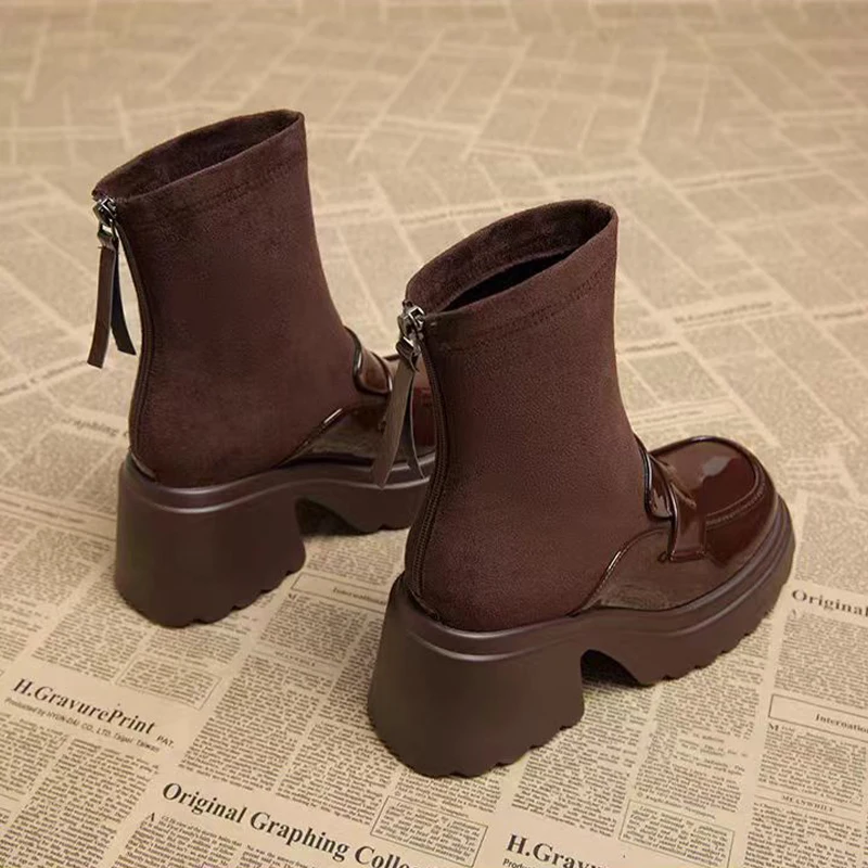 Platform Women Ankle Boots High Heels Marie Janes Shoes Fashion 2025 Brand Loafers Winter Designer Chunky Chelsea Botas Mujer