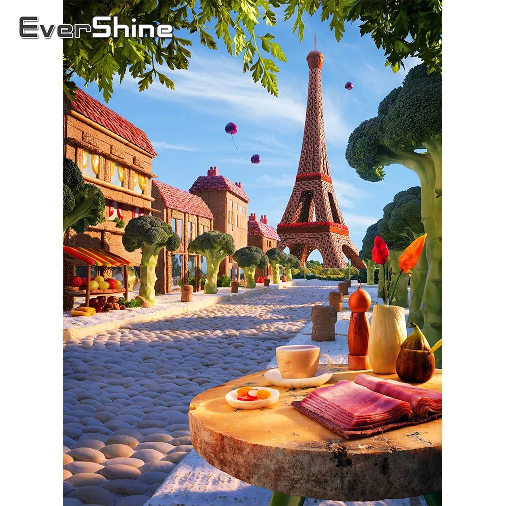 

EverShine алмазная живопись, пейзаж, вышивка крестиком, алмазная вышивка, уличная мозаика, полная квадратная Эйфелева башня 5D, «сделай сам», Наст...