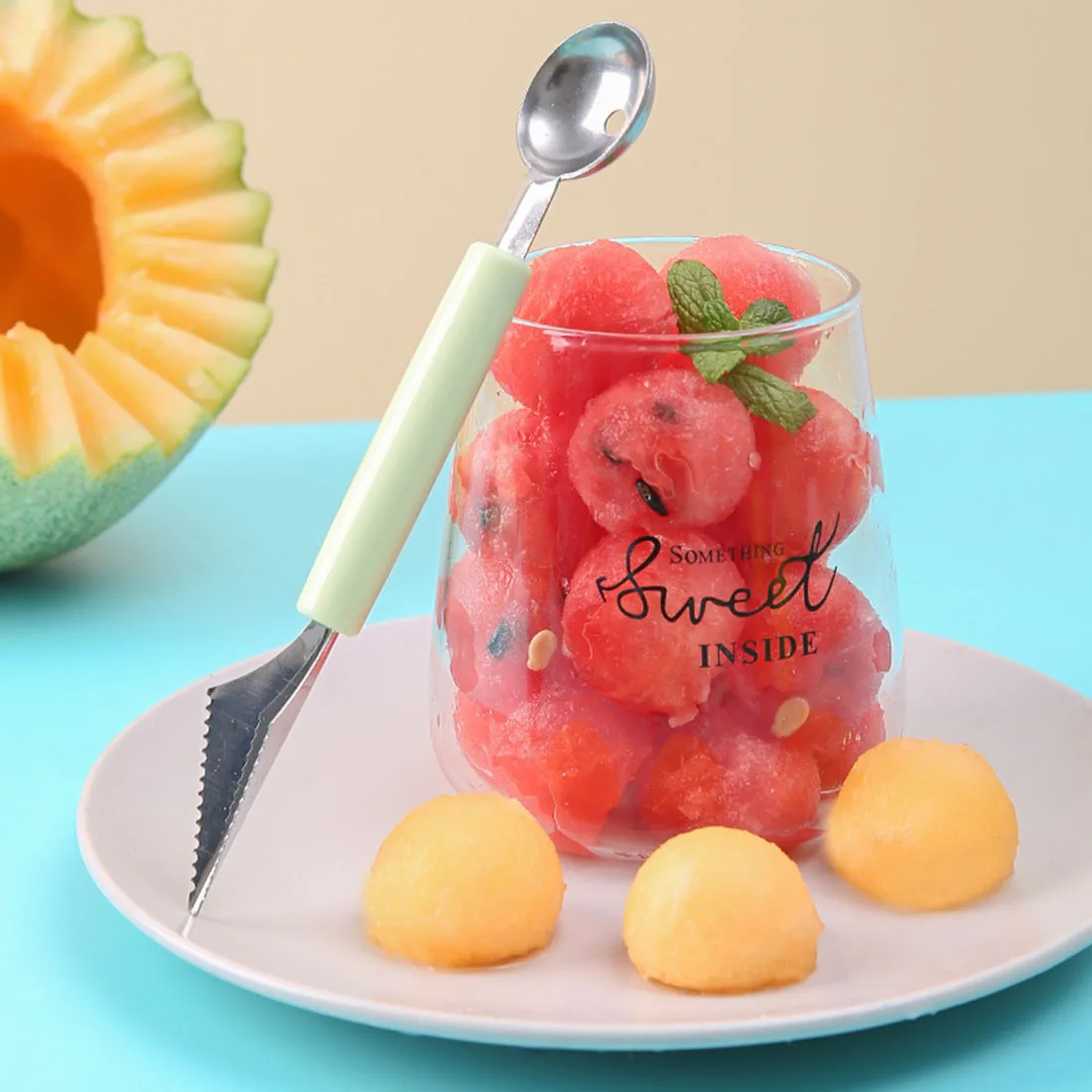 

Watermelon Ice Cream Dig Ball Scoop Spoon Watermelon Melon Fruit Carving Knife Cutter Gadgets Diy Assorted Cold Dishes Tool