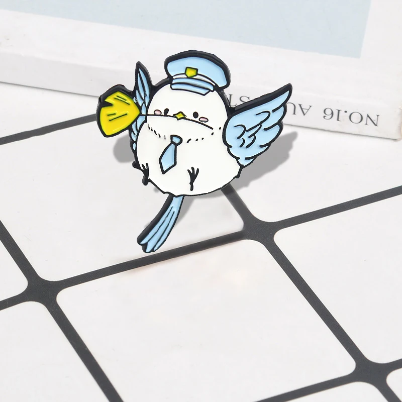 Булавки с лацканами мультяшные летающие голуби листьями броши эмалированная