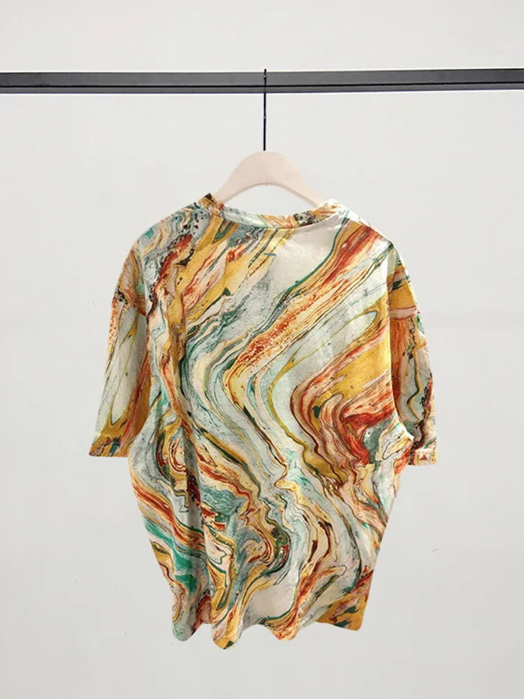

Unisex Tshirts Colorful Oil Painting Graffiti Loose Short Sleeve Tees O-neck T-shirt for Women and Men