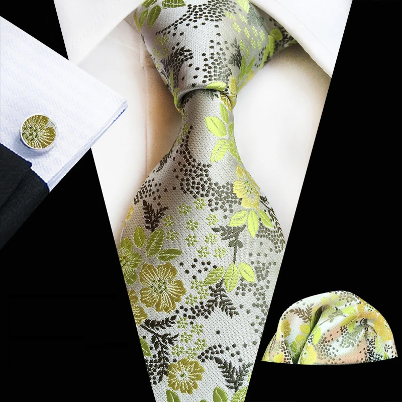 100% Silk Floral Pink Ties For Men Wedding Party Neck Tie Handkerchief Brooch Cufflinks Set Men Accessories High Quality Gravata images - 6