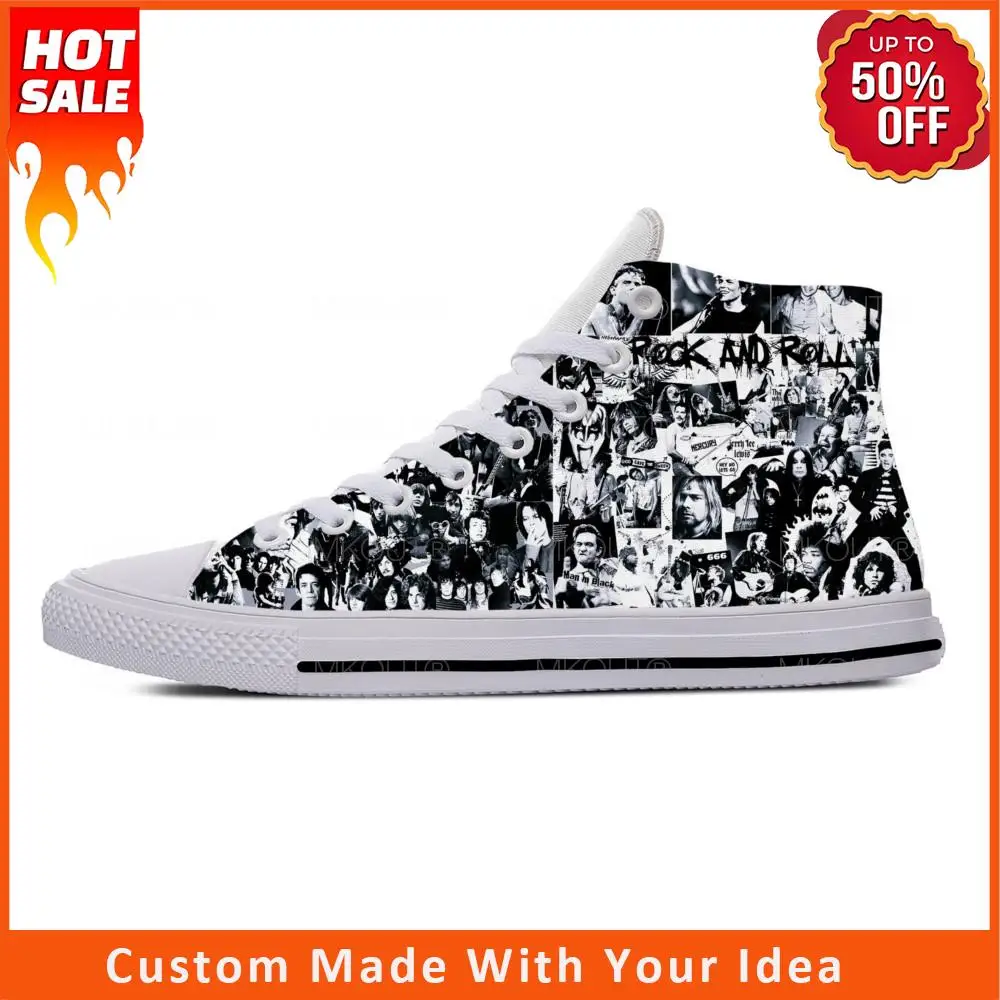 

Rock N Roll Rock Band Music Singer Guitar Fashion Casual Cloth Shoes High Top Lightweight Breathable 3D Print Men Women Sneakers