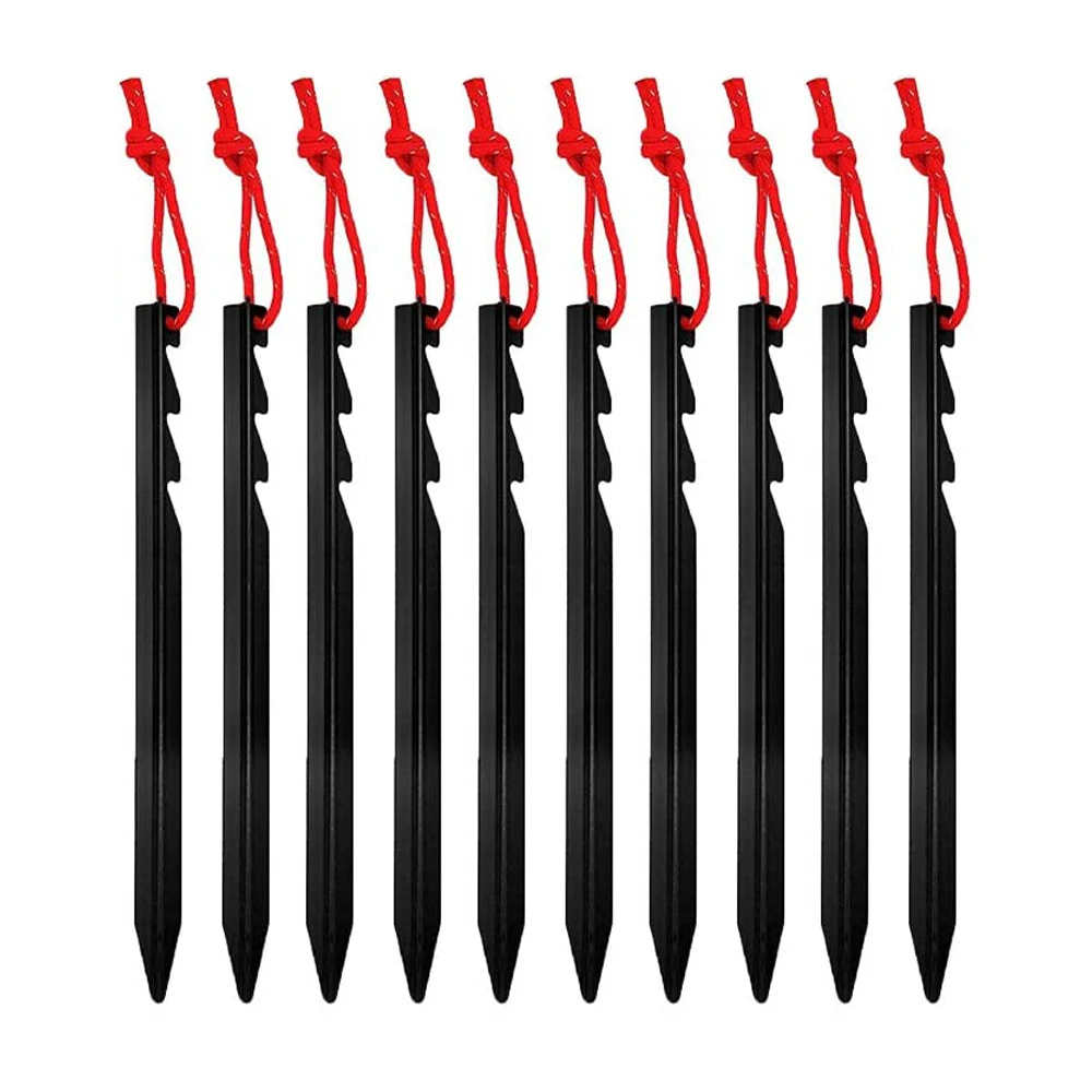 

Aluminum Tent Stakes Pegs, 10 Pack Aluminum Ground Pegs, Heavy Duty Tri-Beam Metal Stakes Pegs for Camping Tents Hammocks Canopy