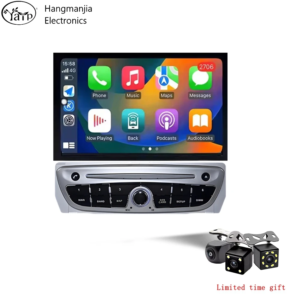 

Hangmanjia Android 13 для Renault Scenic 3, беспроводной Carplay, авторадио, автомобильное мультимедийное радио, GPS-навигация, без DVD