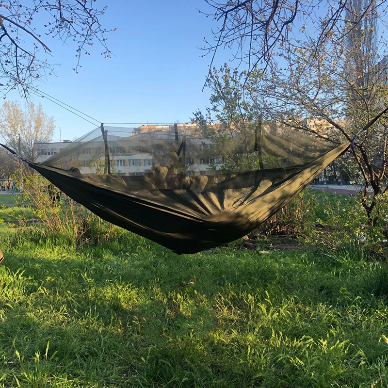 

Camping/garden Hammock With Mosquito Net Outdoor Furniture 1-2 Person Portable Hanging Bed Strength Parachute Fabric Sleep Swing