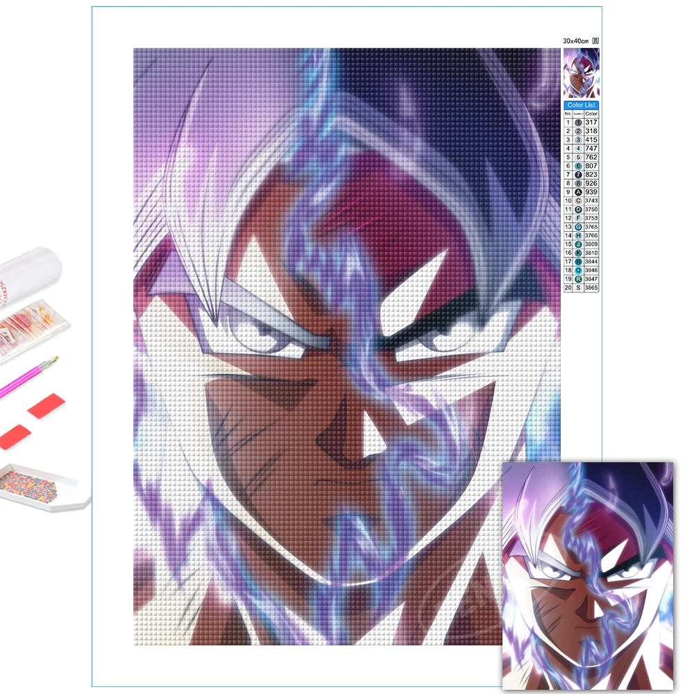 

DIY Diamond Paintings Wall Art Full Round Drill Cross Stitch Dragon Ball Son Goku 5D Embroidery Mosaic Pictures Anime Home Decor