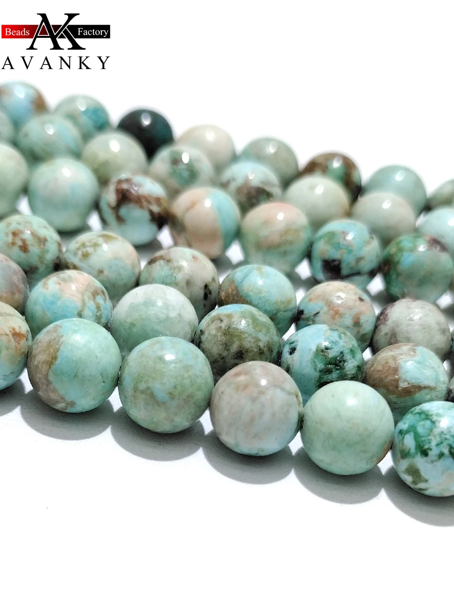Natural Stone Green Turquoise Crystal For Jewelry Making Round Spacer Beads Diy Bracelets Necklace Accessories 15