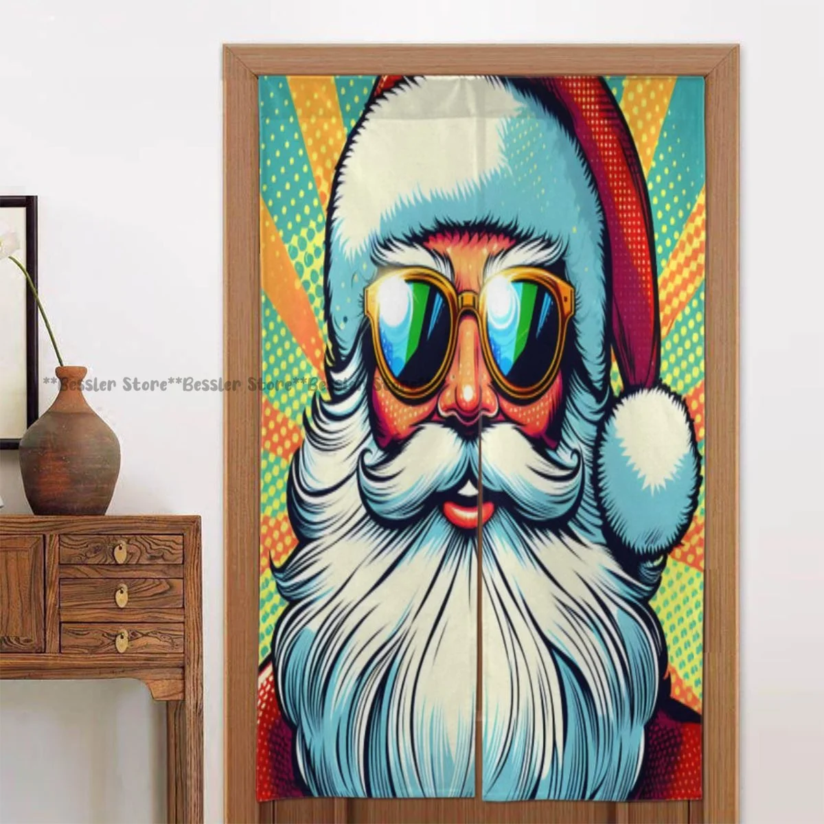 Дверные занавески украшение комнаты портрет Санта-Клауса вешалка для