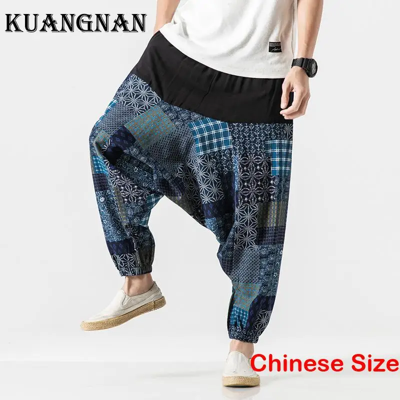 

KUANGNAN Cotton Linen Cross-pants Luxury Clothing Wear to Work Man Sweatpant Mens Trousers Sweatpants Male Dropship 5XL 2023