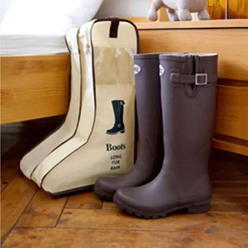 

Practical Leather Korea Storage Shoes carrying Visible Dustproof Simple Travel Ankle Boots Zipper Accessories Bag Portable