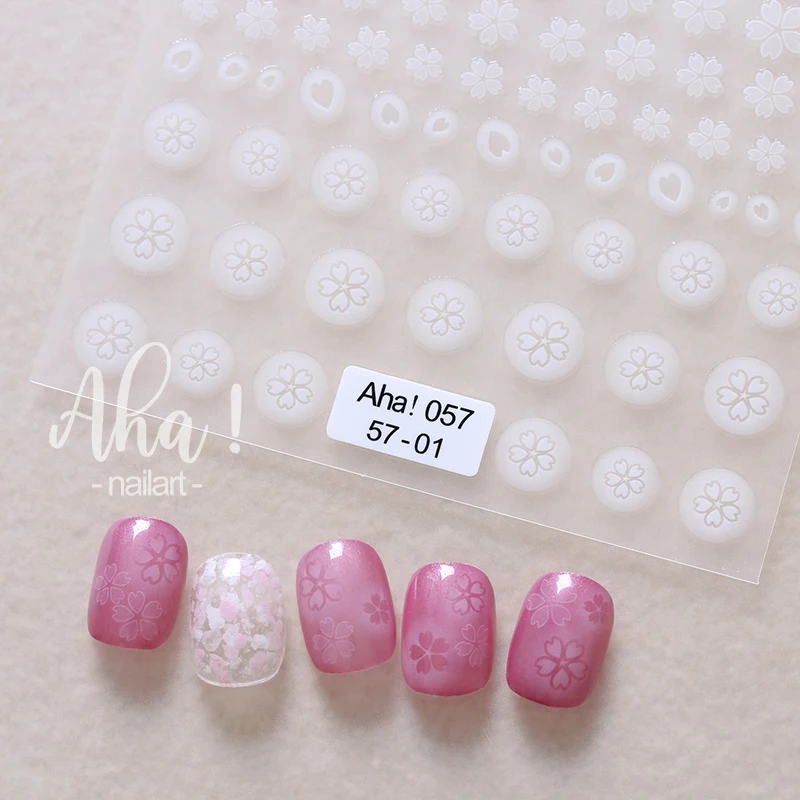 

1Pc White Flower Nail Stickers Self Adhesive Rose/Sakura Nail Decals Star Moon/White Clouds Kawaii Cherry Nail Sliders SS#149