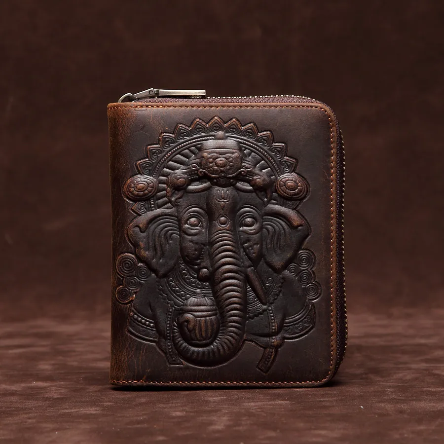 

AETOO rfid organ card bag genuine leather men's crazy horse leather passport bag cowhide zipper card case large-capacity credit
