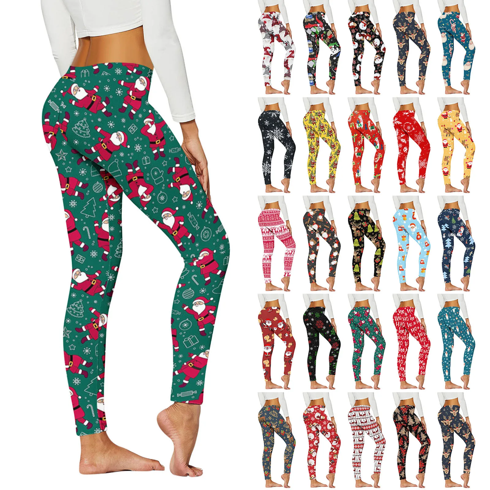 

Comfortable Leggings For Women Casual Christmas Pattern Stretch High Waist Floral Printed Yoga Running Daily Fitness Pants