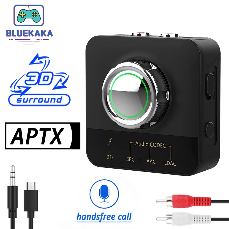 

LDAC Bluetooth Audio Receiver 3D Stereo Surround Sound With Mic APTX/AAC/SBC CODEC 3.5mm AUX RCA Hi-Res Music Wireless Adapter