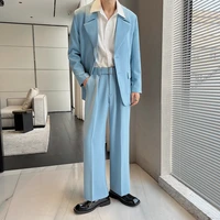 3 color suit men fashion society mens dress suit korean loose casual blazertrousers two piece set mens office formal suit s xl