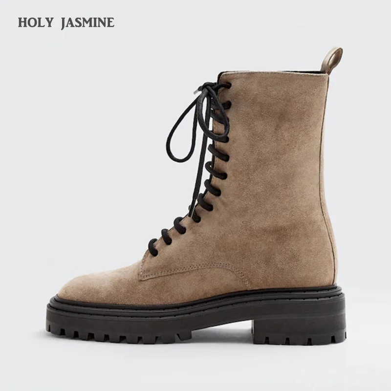 

New England High Street Vintage Side of Zipper Cowhide Ankle Boot Winter Boots Women Shoes Woman Botas Mujer Shoes Female
