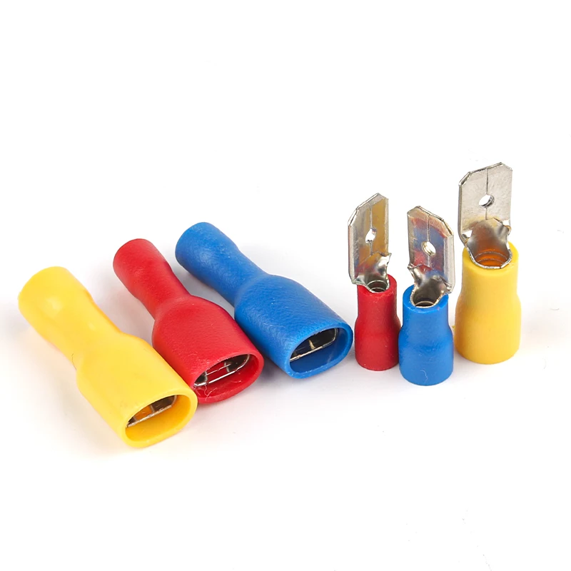 50 шт. (25 комплектов) изолированные электрические обжимные клеммы FDD/MDD 6,3 мм