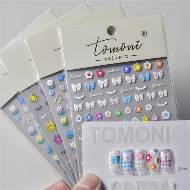 

1pcs New Craft 5D Flowers Nail Stickers Colored Flowers Butterfly Design Self-adhesive Nail Decals Silme Sliders Manicure Decor