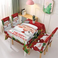 Christmas Tablecloth Dining Chair Covers Snow Santa Tree Red Christmas Table Protector Cover Home Party Dinner Table Decoration