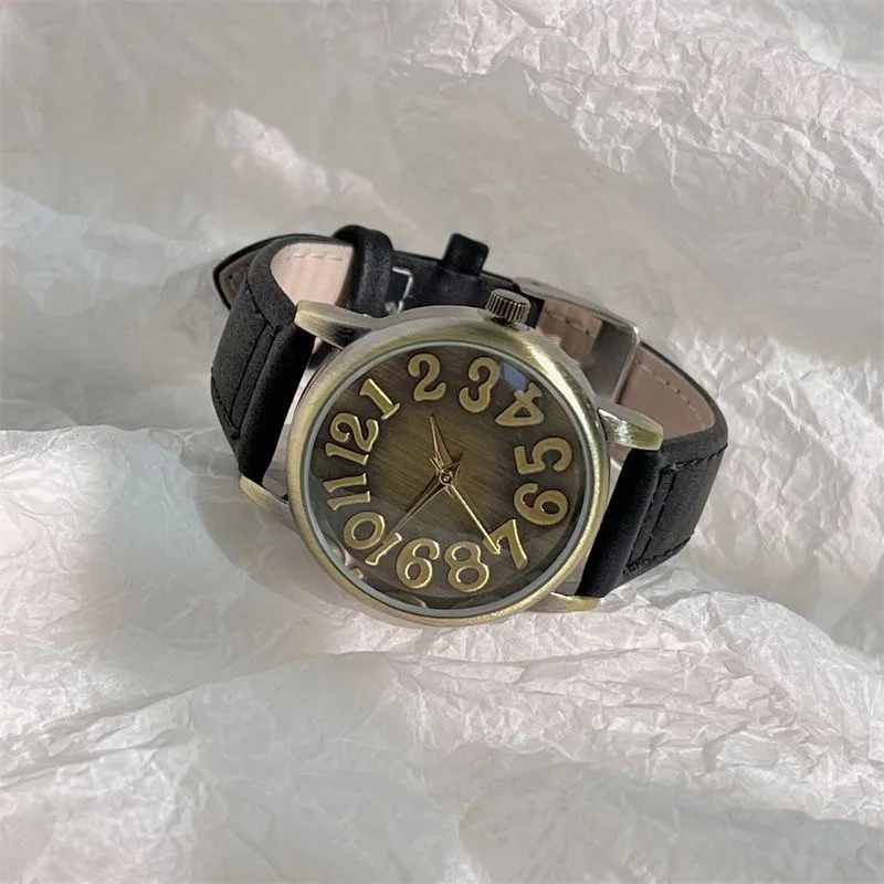 Винтажные большие цифровые часы медного цвета для мужчин и женщин подходят