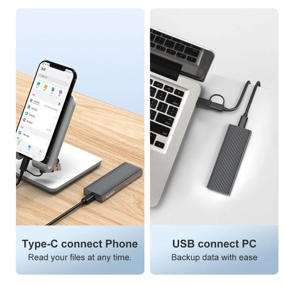 Адаптер MAIWO M.2 NVMe SATA SSD 10 Гбит/с PCIe Type C M2