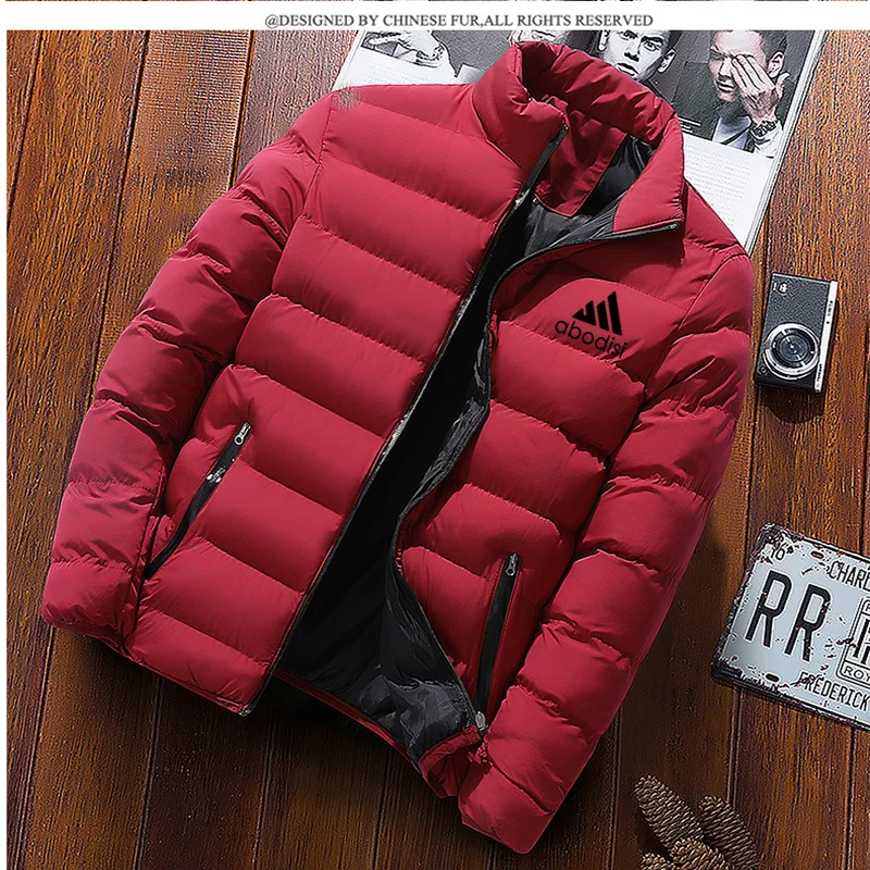Men's trench coat, men's jacket, winter boy 2023 new men's warm standing collar, slim fitting winter zipper jacket