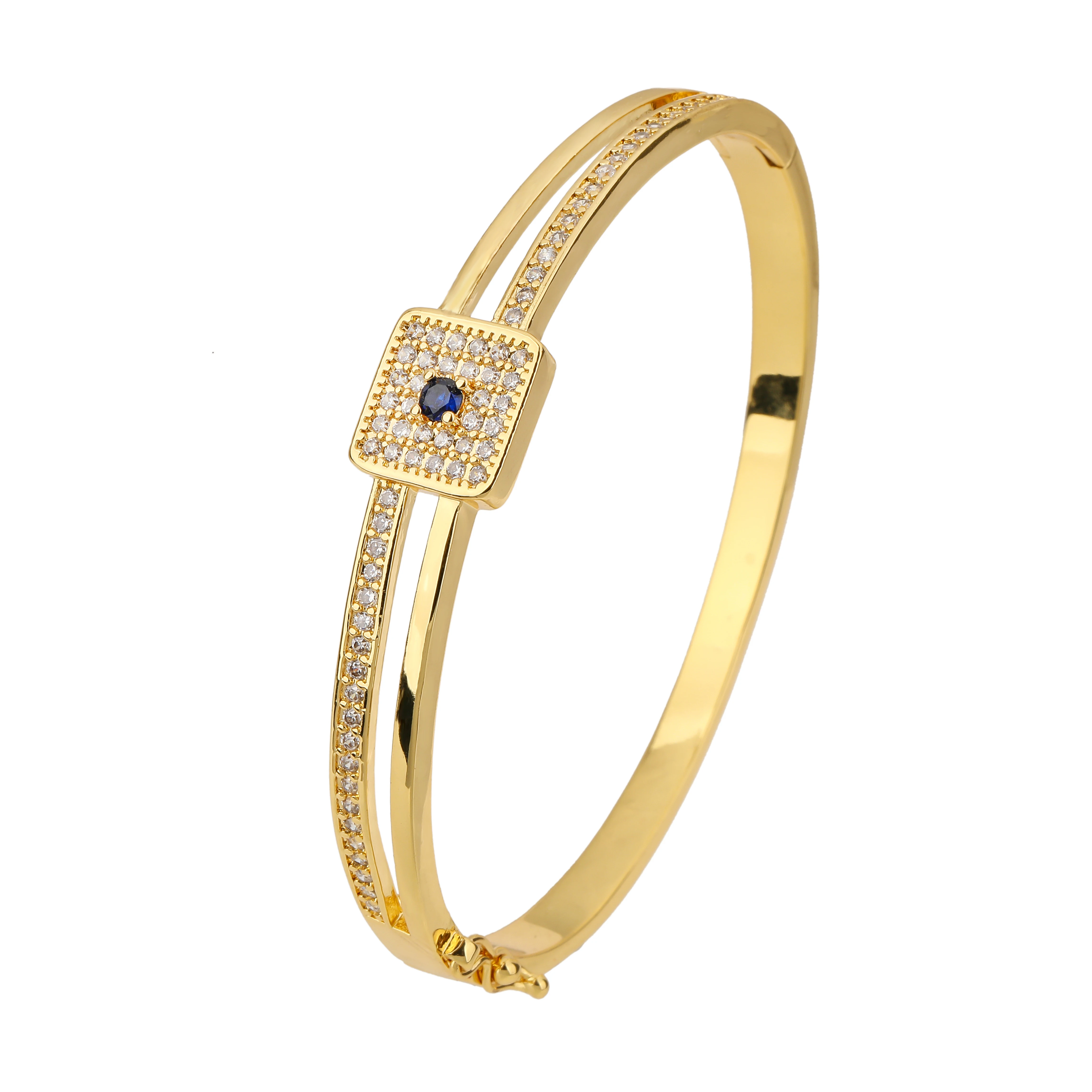 

Womens Sparkling Cubic Zirconia Secure Hinge Lock Bangle Bracelet