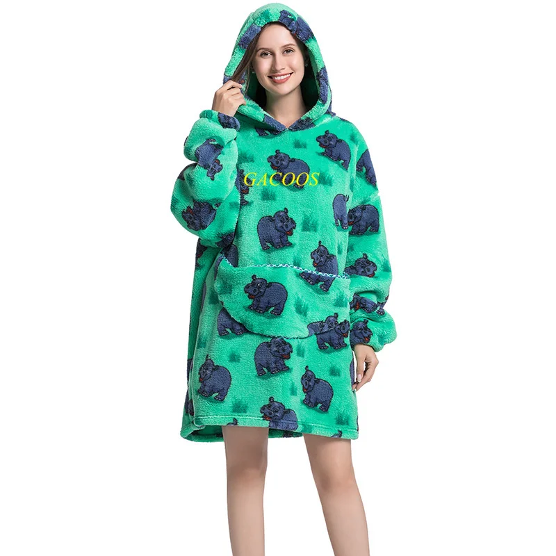 Зимняя фланелевая толстовка с капюшоном и принтом авокадо |