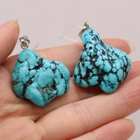 blue turquoise natural stone gem irregular pendant crafts charms for jewelry makingdiy necklace accessories gift party decor 1pc