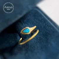 aazuo 18k pure solid white gold natural blue opal real diamonds h si original classical snake shape ring gift for woman girls