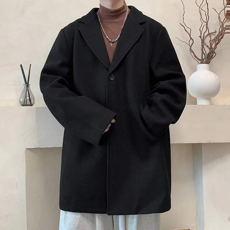 Woolen s Men's and Women's Casual Wear Loose Plus size Single West Korean Sle Idle Coat