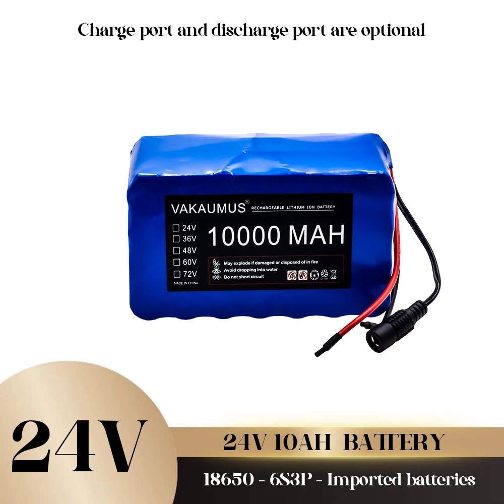 

6S3P 24V 10AH Battery Pack 25.2V 10000MAH BMS Electric Bicycle Toy Car 18650 Lithium Ion Battery Pack + Charger Strong Power