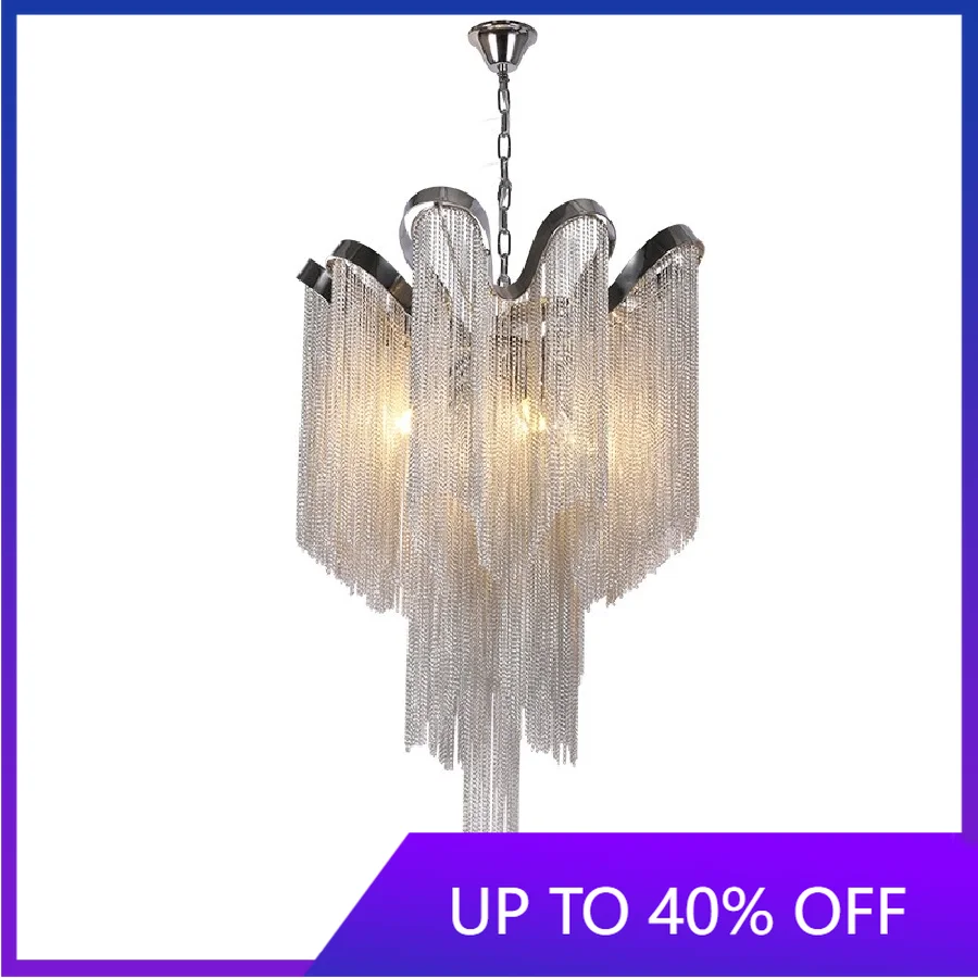 

Indoor Lighting Tassel Chain Led Chandeliers Home Ceiling Light Luces Decoracion Silver Fringed Hanging Pendant Lamp Fixtures
